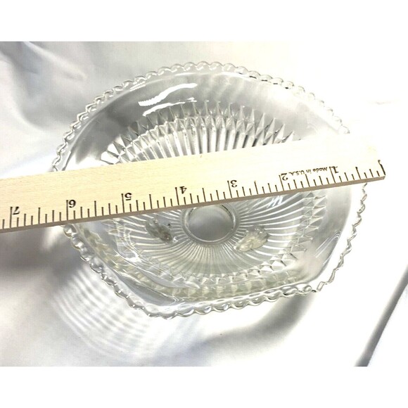 Jeannette Glass Footed Candy Dish Anniversary Pattern Ribbed Scalloped 6"x2.5" - Picture 6 of 6